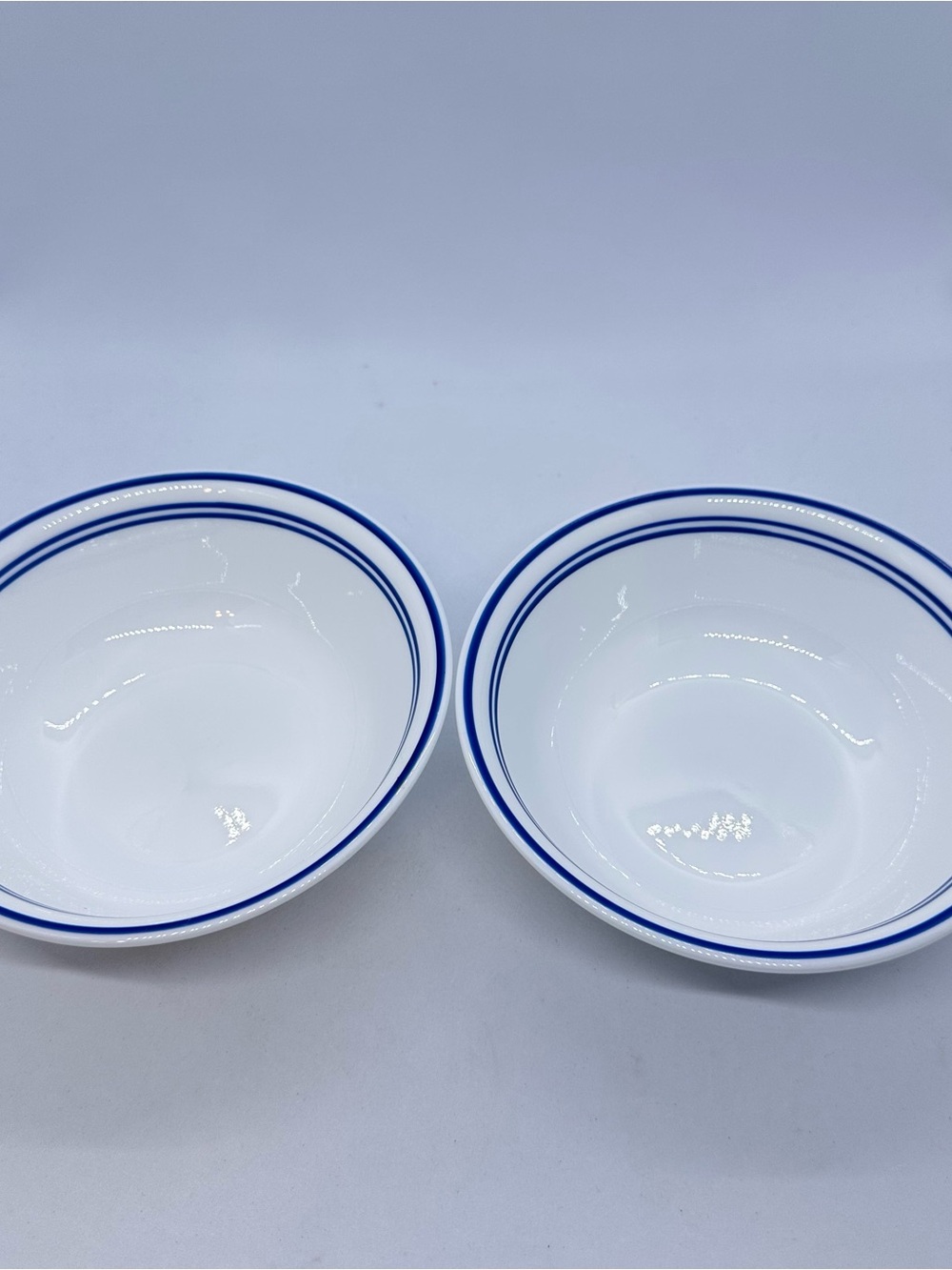 Set of 4 Corelle Vitrelle Classic Cafe Blue Soup Cereal Bowls w/ Stripes 6.25" - Picture 5 of 9